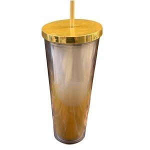 Starbucks 2014 Metallic Gold Ombré Venti Insulated Tumbler w/ lid & straw